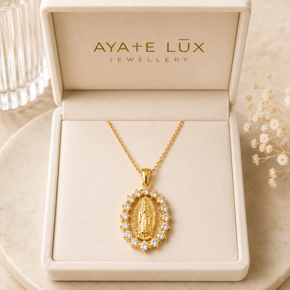 Collier doré de la Vierge de Guadalupe